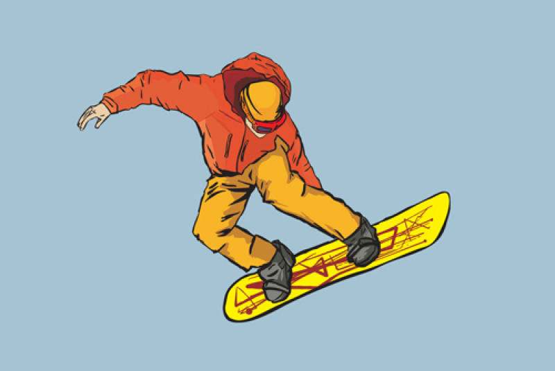 创意矢量卡通滑雪插图