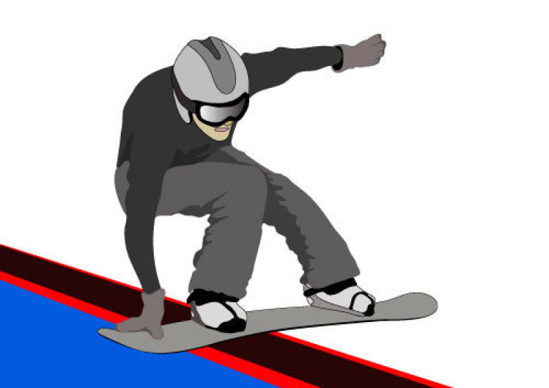 创意矢量表演技术的单板滑雪者插图