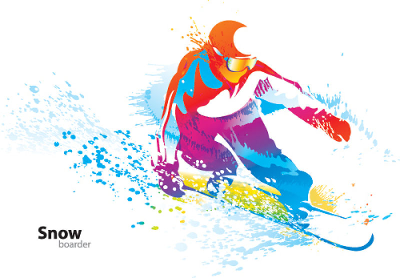 矢量彩色单板滑雪者的插图