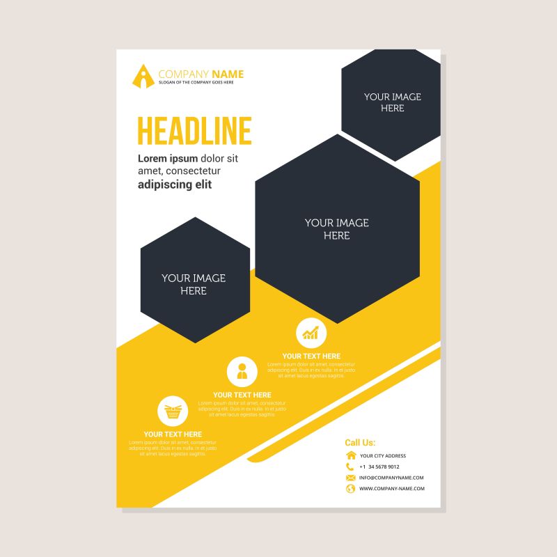 矢量黄色黑色几何风格的商业宣传报告封面设计