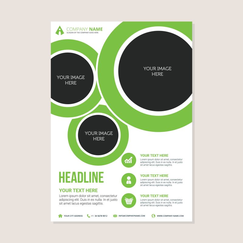矢量现代绿色抽象圆形的现代年度宣传报告设计