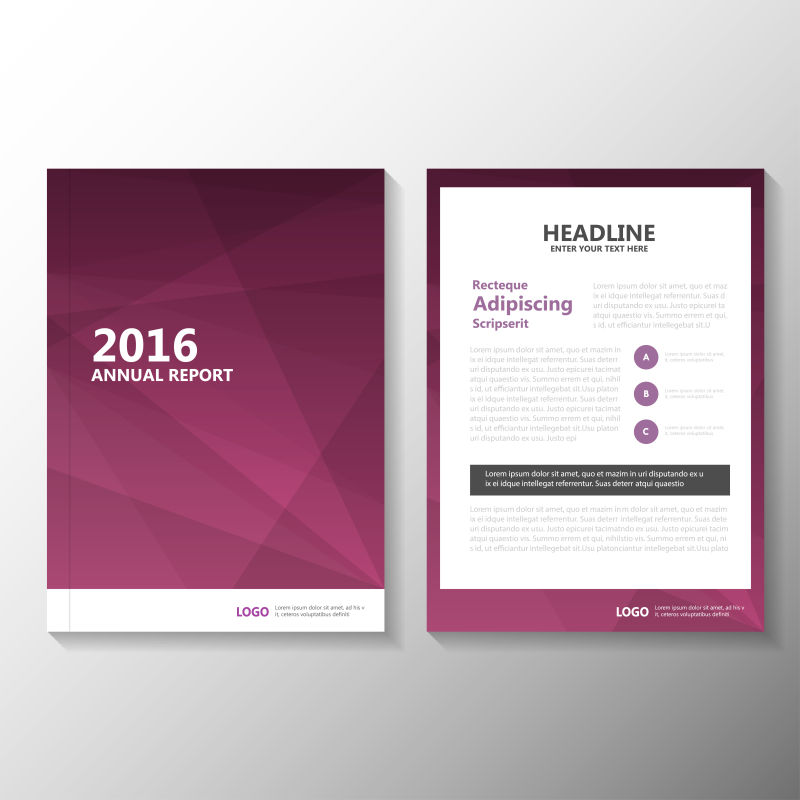 抽象商业紫色年度报告小册子矢量