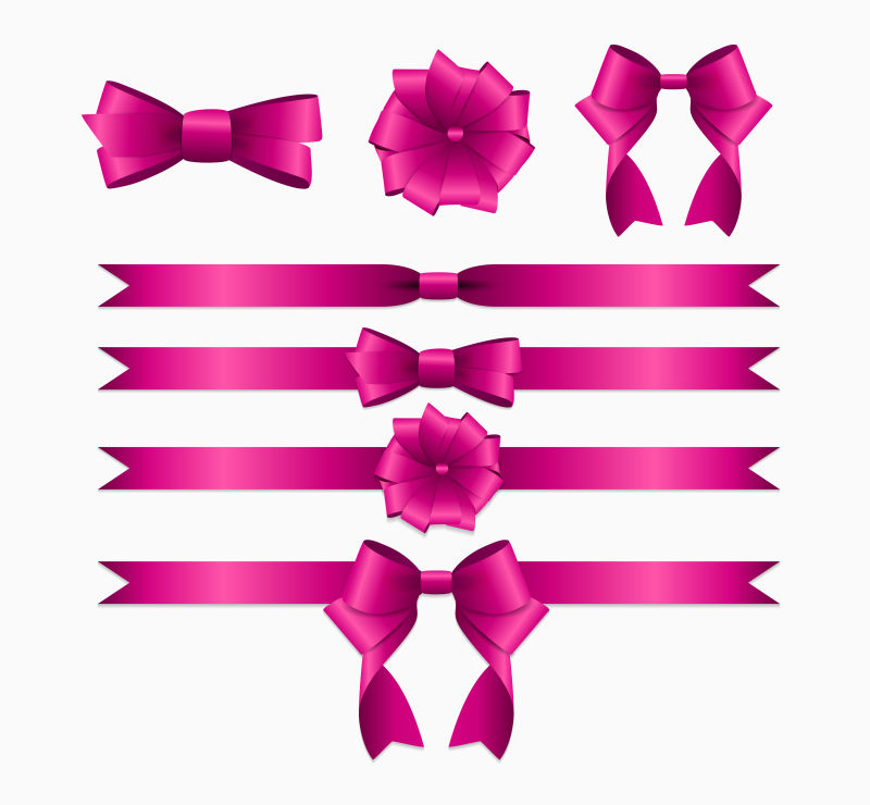 矢量粉色装饰缎带蝴蝶结设计