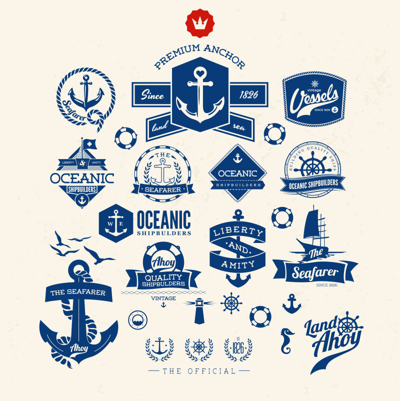 矢量航海徽章和标签