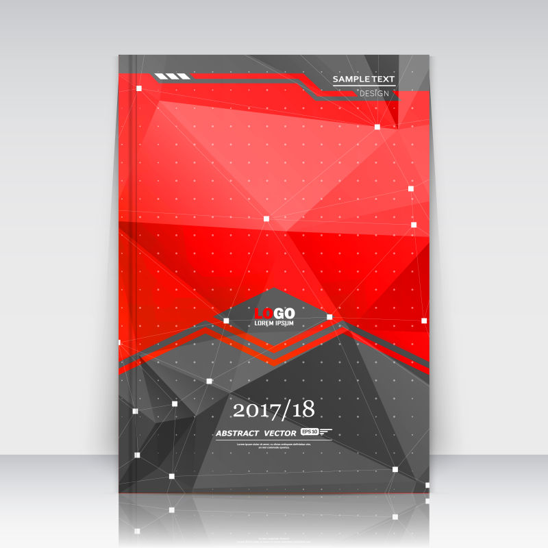 红色多边形图案封面矢量设计