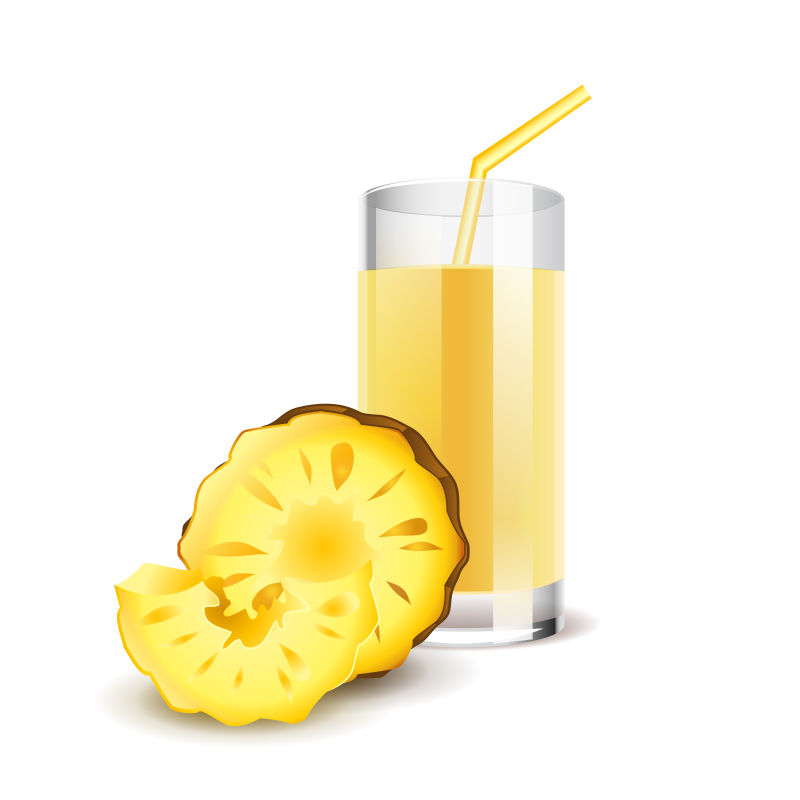 创意矢量菠萝汁平面插图