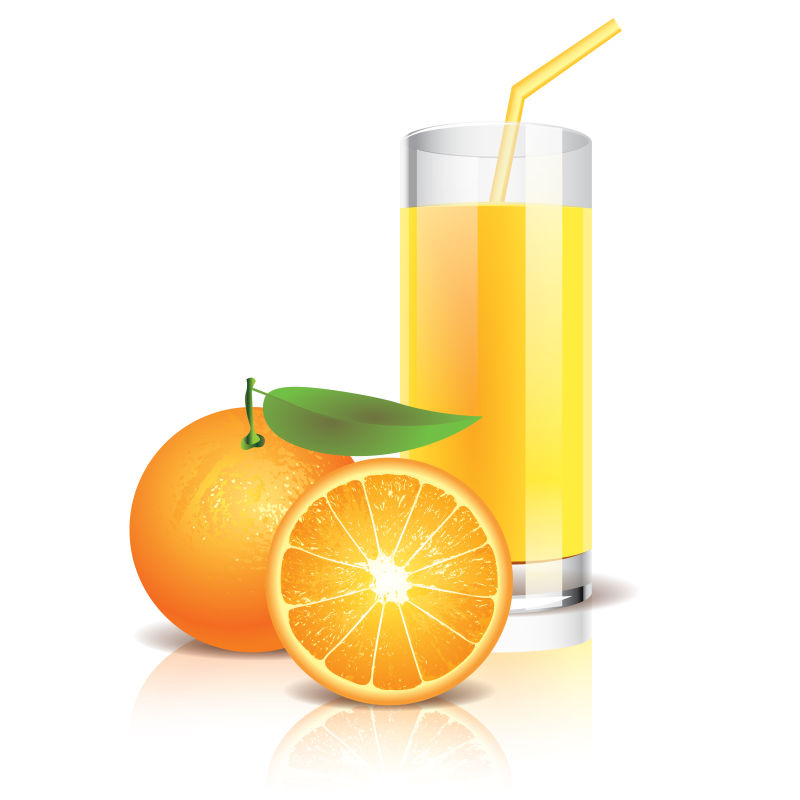 创意矢量橙汁平面插图