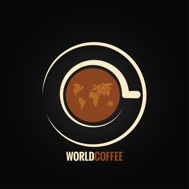 咖啡杯世界地图背景