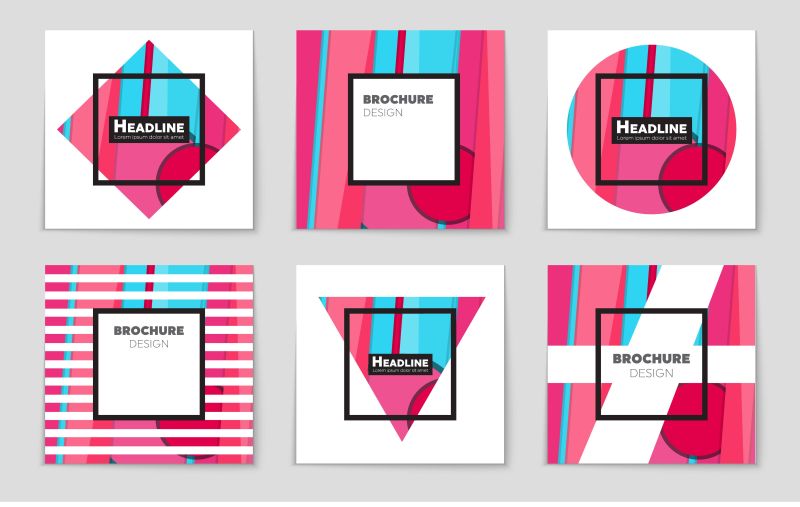 抽象粉蓝双色的矢量艺术宣传册设计