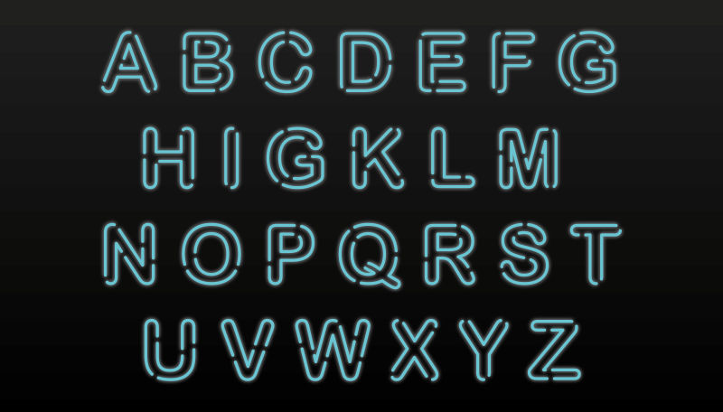 抽象矢量霓虹灯元素的装饰字母设计