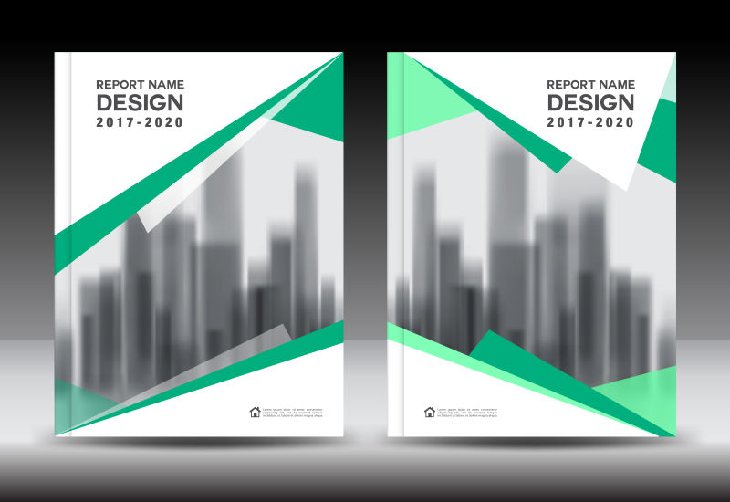抽象绿色矢量年度报告封面设计