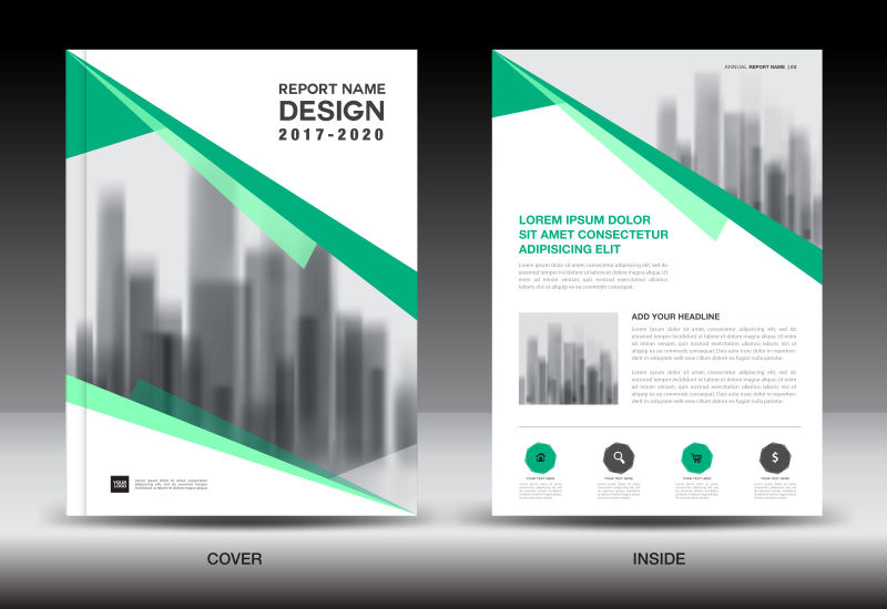 创意矢量绿色商业年度报告封面
