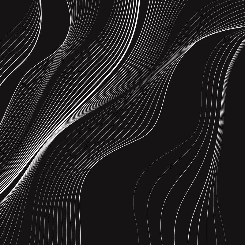 黑白线条波抽象矢量背景