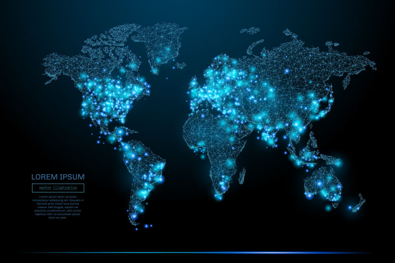 矢量的蓝色世界地图设计