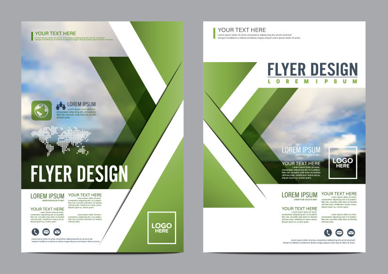 抽象的蓝天草地风景封面背景宣传册设计矢量图