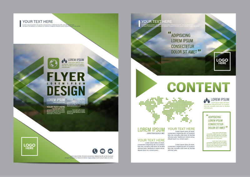 创意的绿色拼接装饰背景宣传册设计矢量图