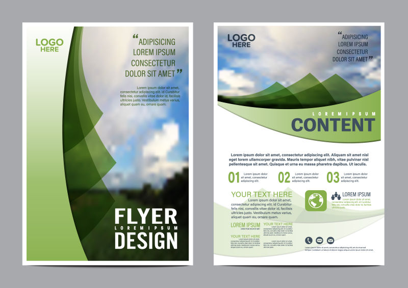 抽象绿色蓝天背景宣传册设计矢量图