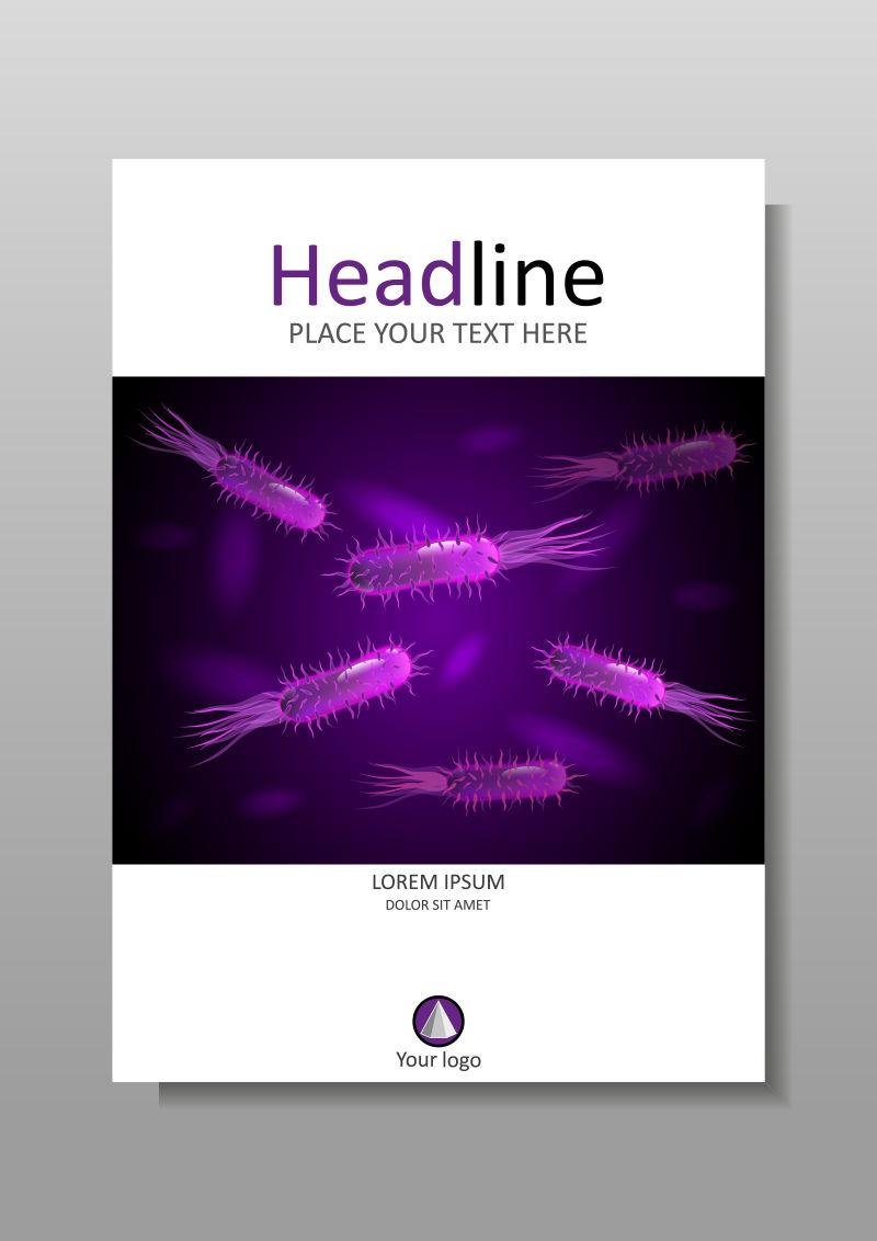 创意矢量紫色科学研究主题的宣传册设计