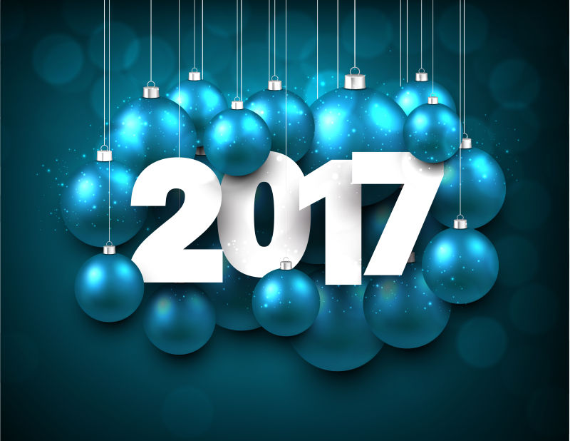 蓝色2017新年背景矢量