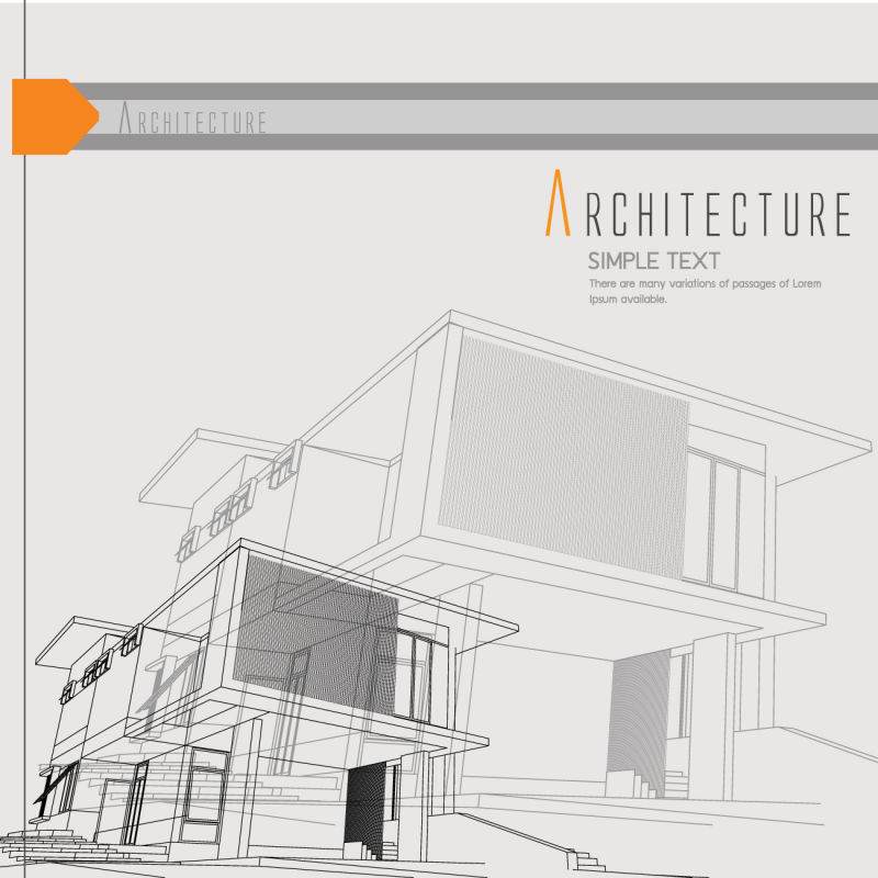 创意矢量现代建筑设计草图