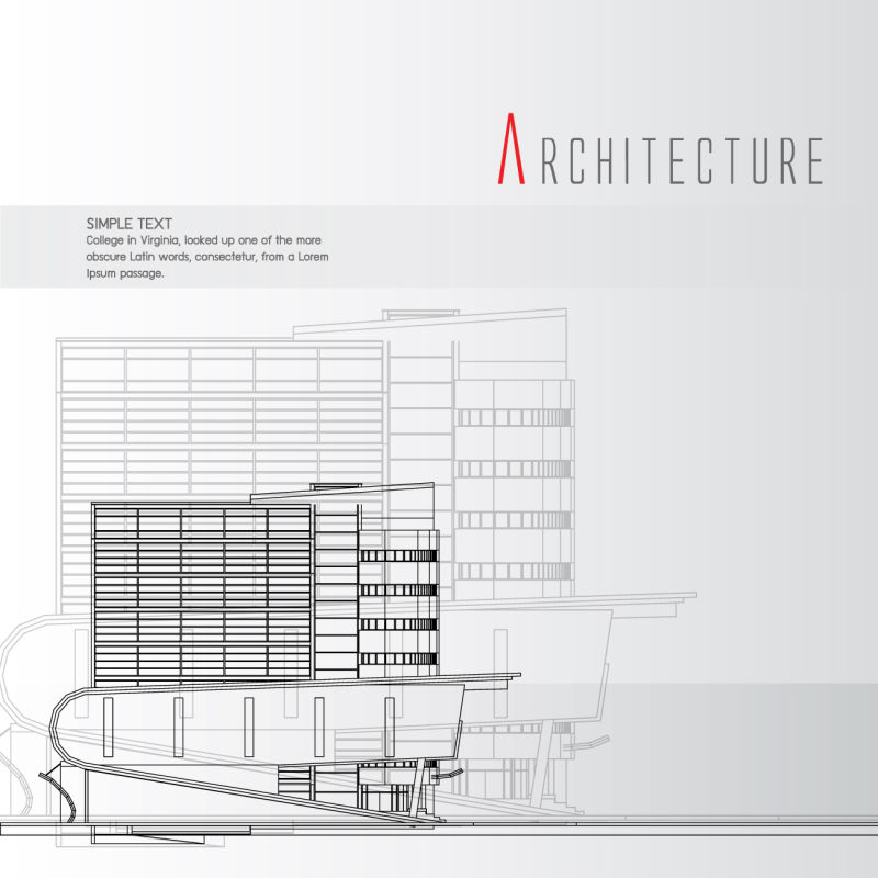 创意矢量现代建筑设计蓝图