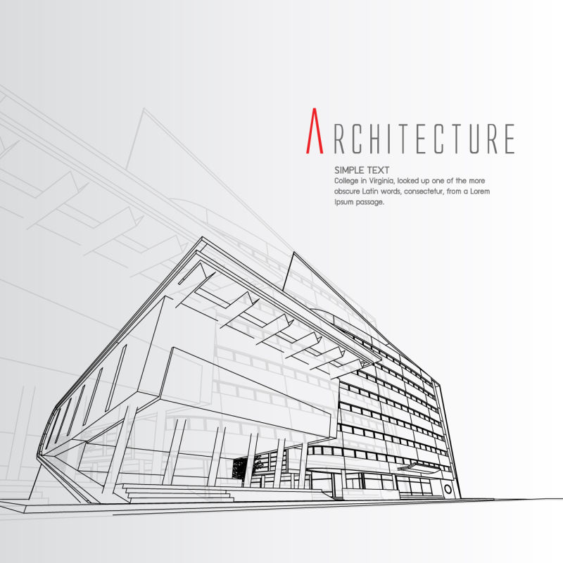 抽象矢量现代建筑设计插图