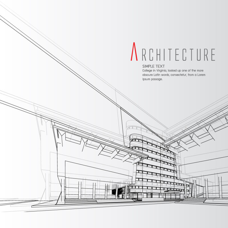 创意矢量建筑设计平面蓝图