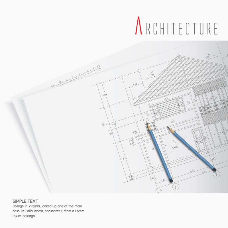 创意矢量现代图纸上的建筑设计插图