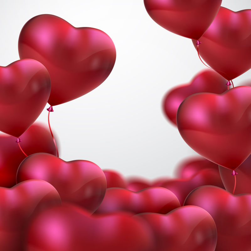矢量浪漫情人节红色心形气球