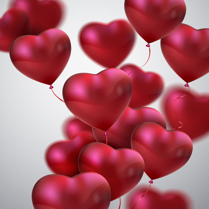 矢量浪漫心形红色气球
