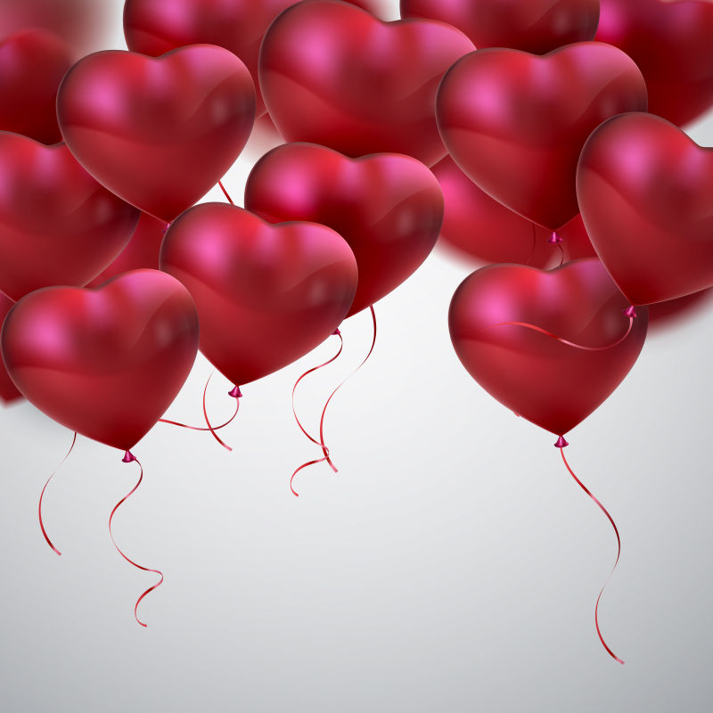 矢量红色的浪漫心形气球