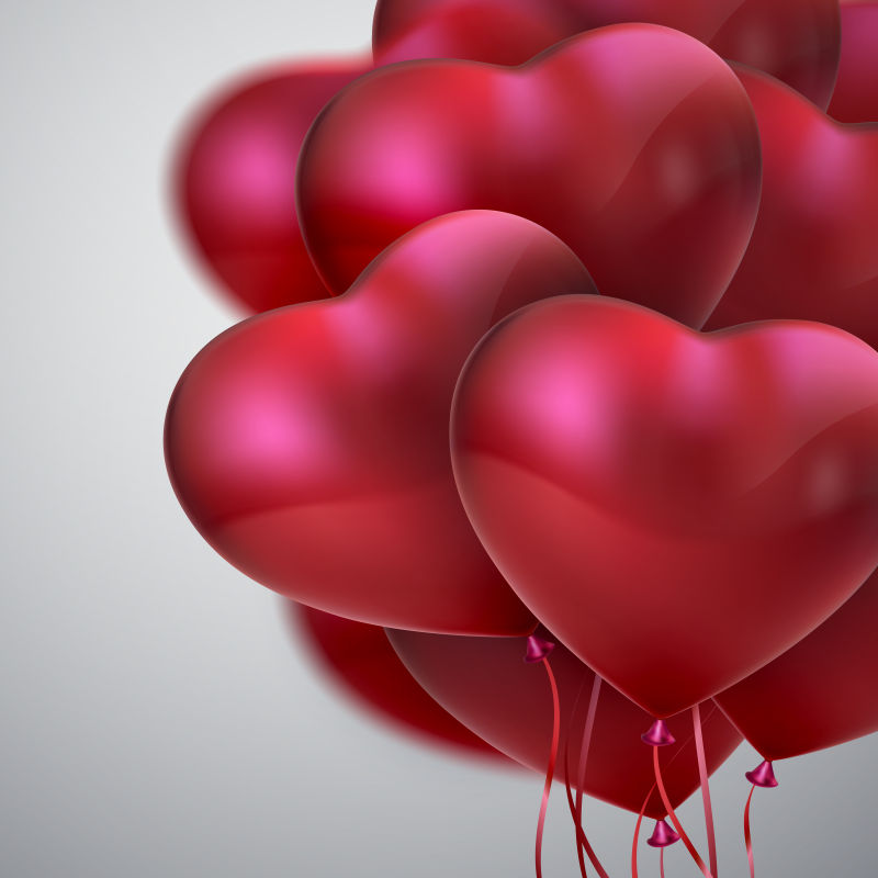 矢量红色浪漫心形气球
