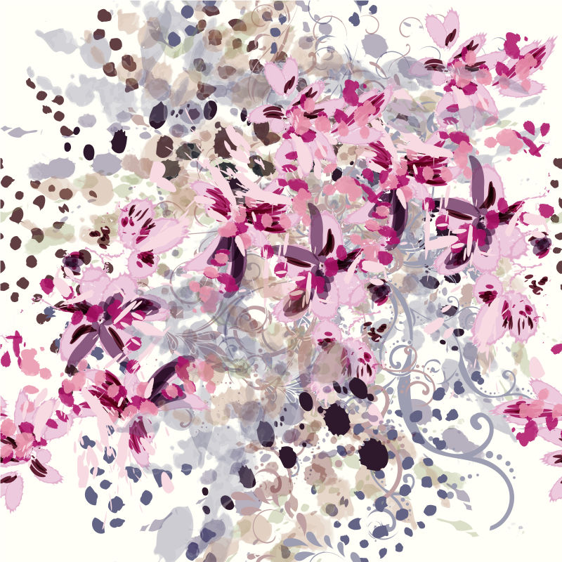 抽象矢量水彩风格的花卉插图