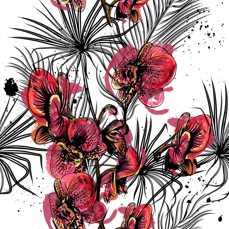 抽象矢量热带花卉装饰设计背景