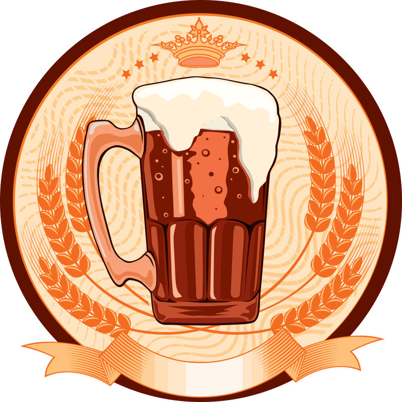 抽象啤酒元素的矢量平面标志设计