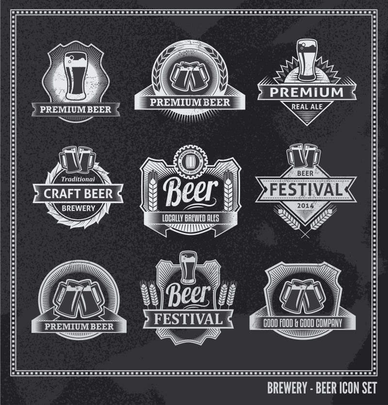 矢量黑板啤酒标志设计