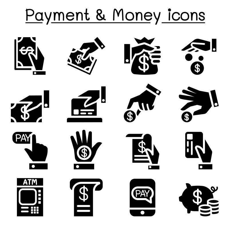 抽象矢量现代货币支付概念的图标设计