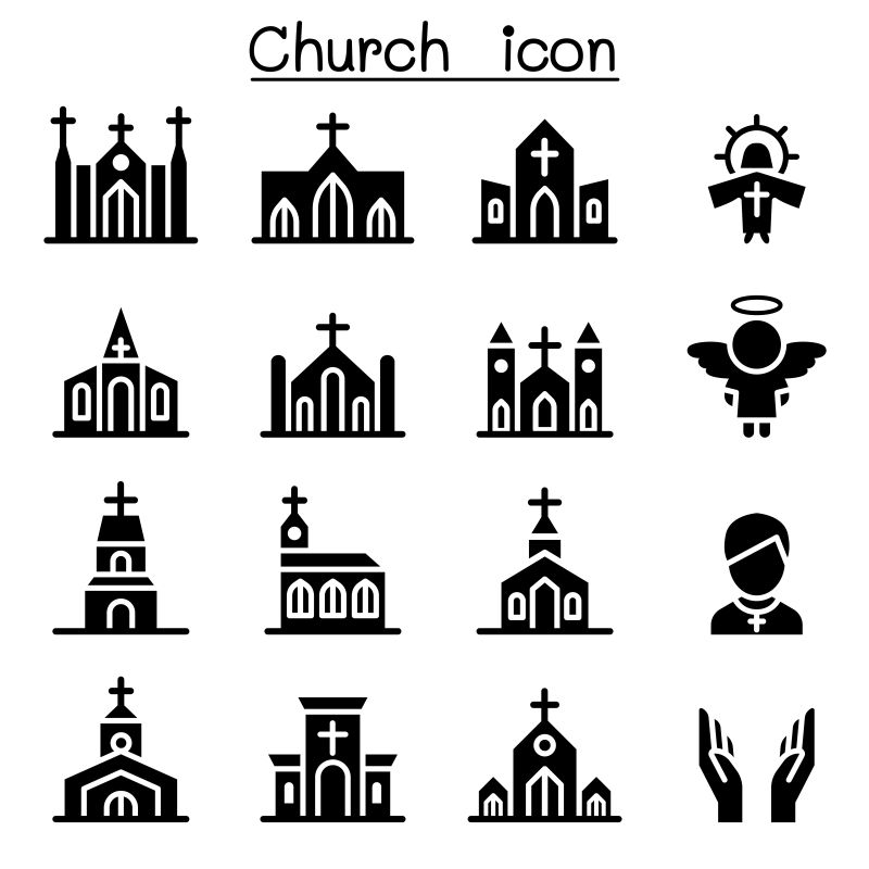 创意矢量教堂主题的图标设计
