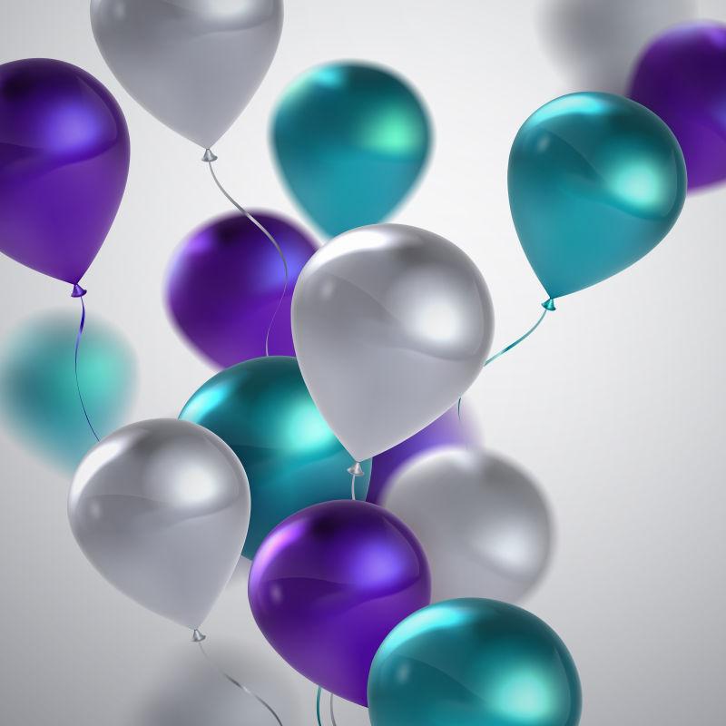 五彩缤纷的生日气球串矢量插图