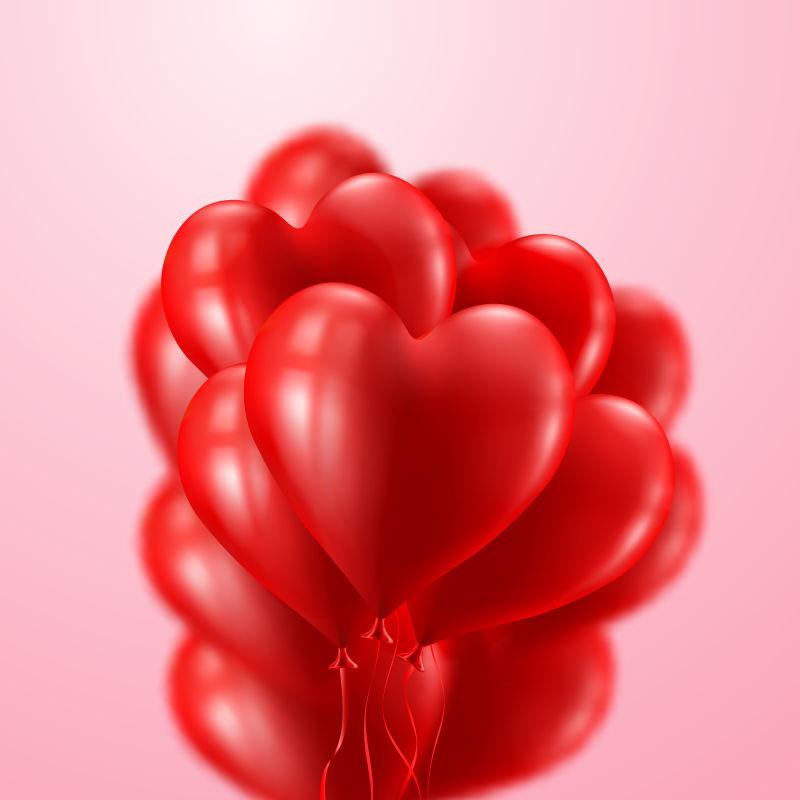 情人节红心气球矢量插图