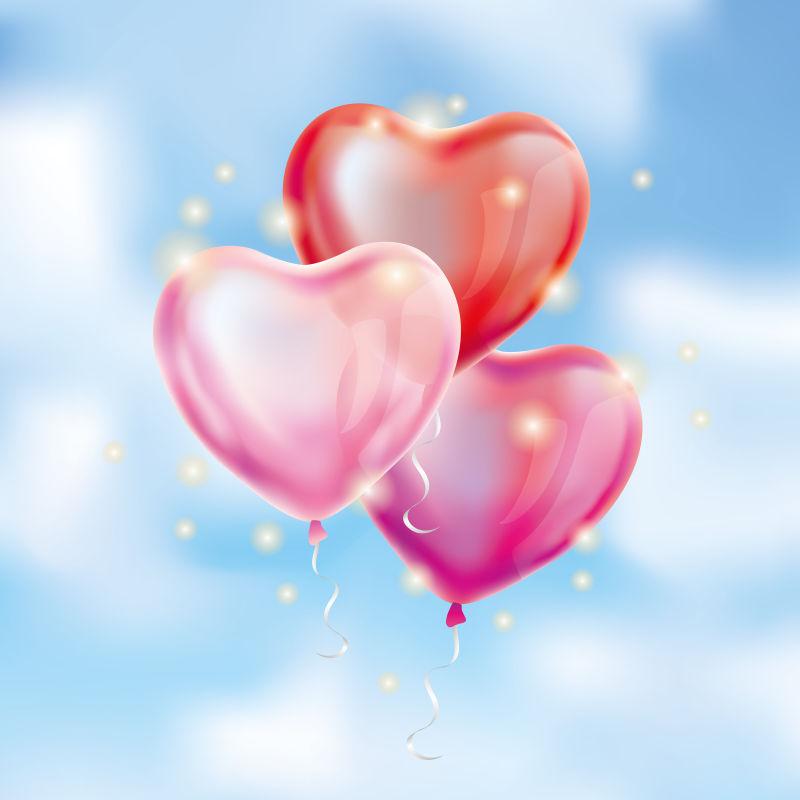 为事件设计结霜的心脏红色透明气球矢量插图