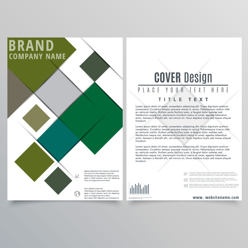抽象的绿色方块背景宣传册设计矢量图
