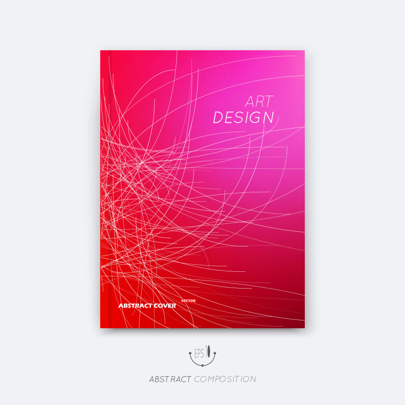 抽象矢量粉红色线条元素的宣传册封面设计