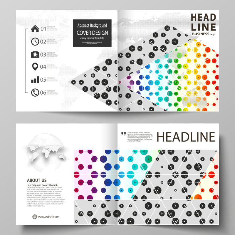创意矢量彩色几何分子元素宣传册设计