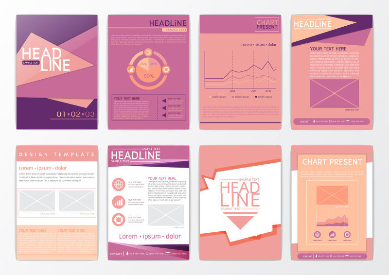 紫色商业宣传册设计矢量图