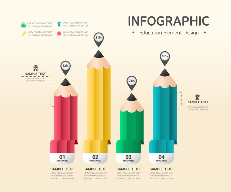 矢量商业铅笔信息图表设计