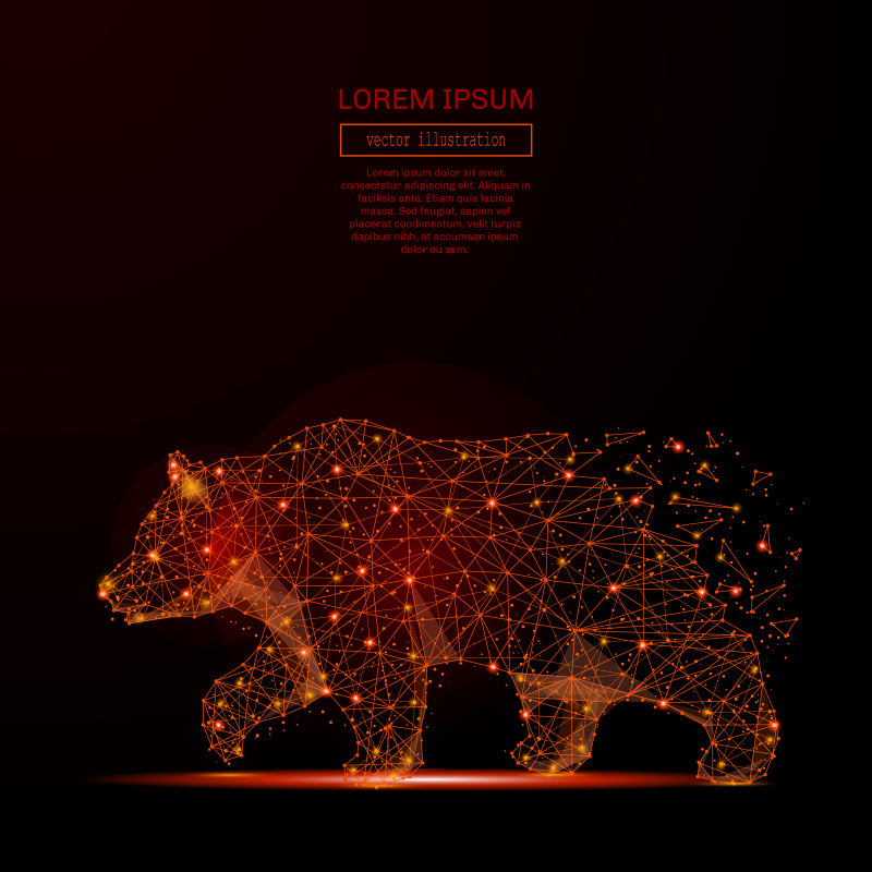 抽象发光棕熊元素的矢量现代背景