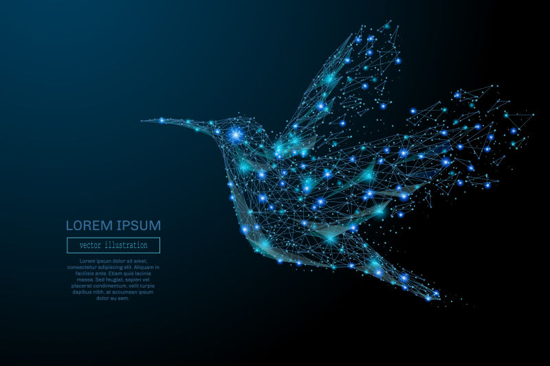 抽象矢量发光蓝鸟元素的现代背景
