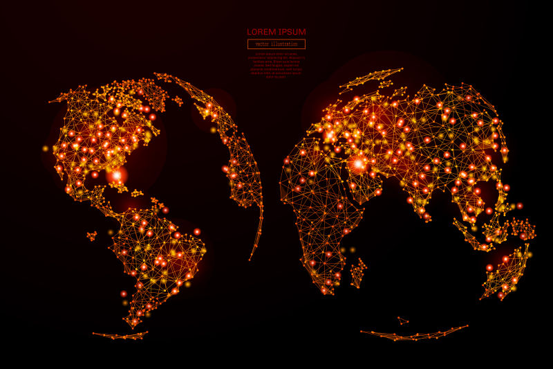 抽象矢量橙色发光地球元素背景
