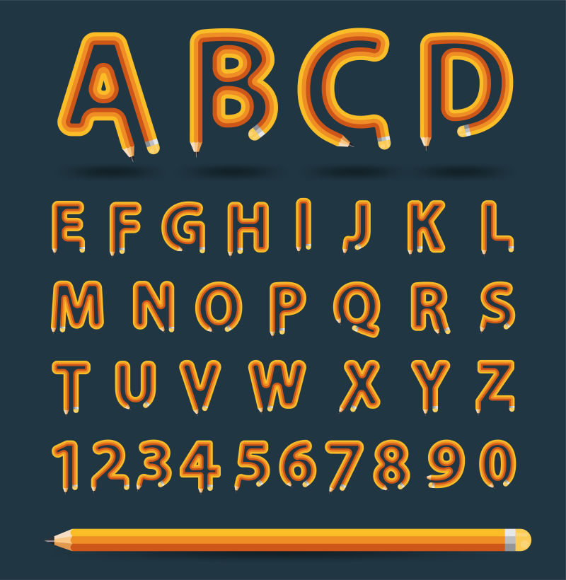 抽象矢量铅笔描边元素的字母设计